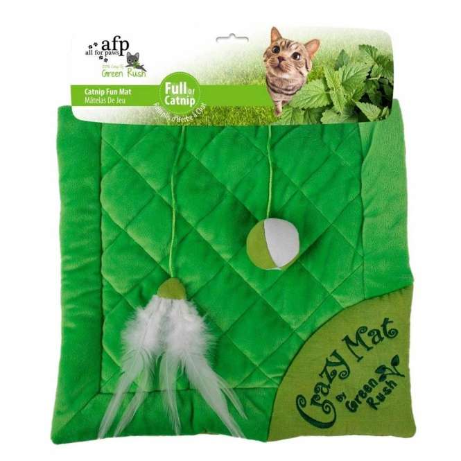 All for Paws Green Rush Crazy Cat Mat-Catnip- & Baldrian-Spielzeug-Fresspack.de