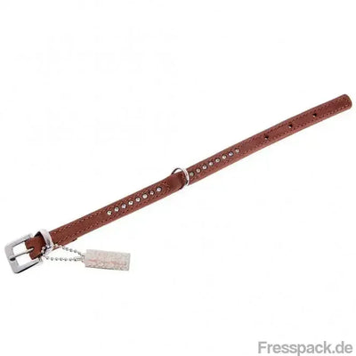 Karlie Buffalo Strass-Halsband - Braun 1-reihig, 24cm/10mm-Lederhalsbänder-Fresspack.de
