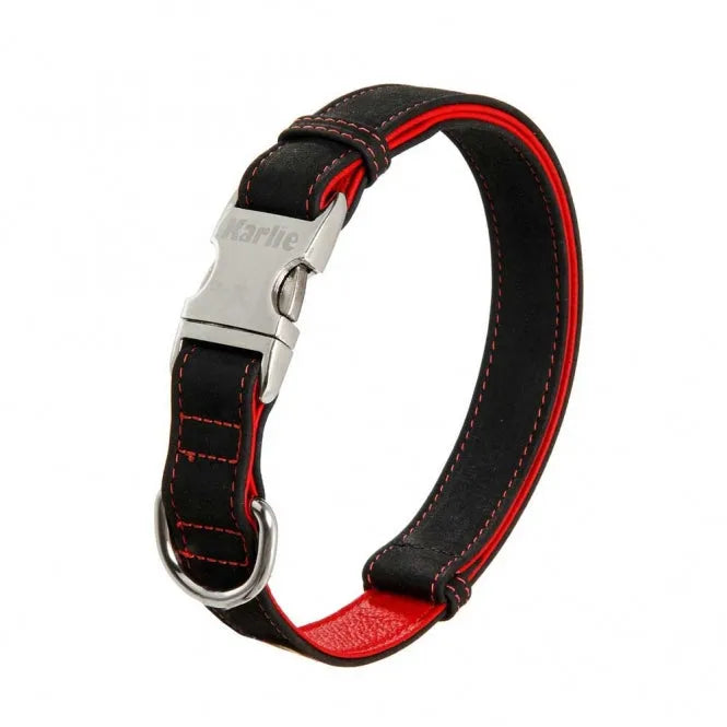 Karlie Buffalo Ultra Halsband - Schwarz/Rot - 25 mm / 45-65 cm-Lederhalsbänder-Fresspack.de