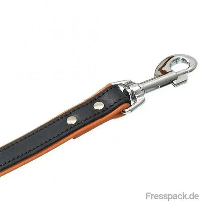 Karlie Rodeo Leine genietet, 16mm 100cm - schwarz/cognac-Lederleinen-Fresspack.de