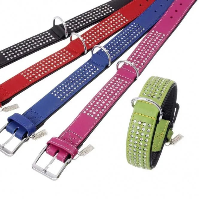 Karlie VINTAGE Strass Halsband 4-reihig Rot - 65 cm-Lederhalsbänder-Fresspack.de