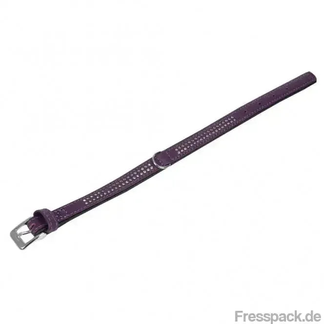 Karlie Vintage Strass-Halsband - Violett - 1-reihig, 24cm/10mm-Lederhalsbänder-Fresspack.de