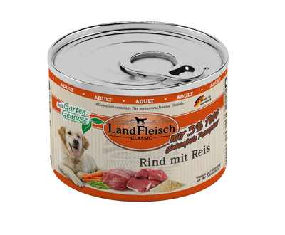 LandFleisch Dog Classic Rind mit Reis 195gD-Alleinfuttermittel-Fresspack.de