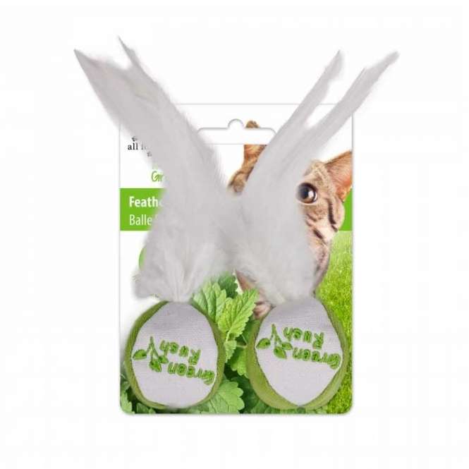 All for Paws Green Rush Feather Ball - 2er Pack-Katzenbälle-Fresspack.de