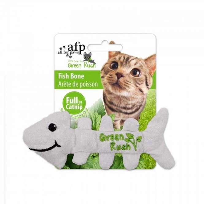 All for Paws Green Rush Fish Bones-Catnip- & Baldrian-Spielzeug-Fresspack.de