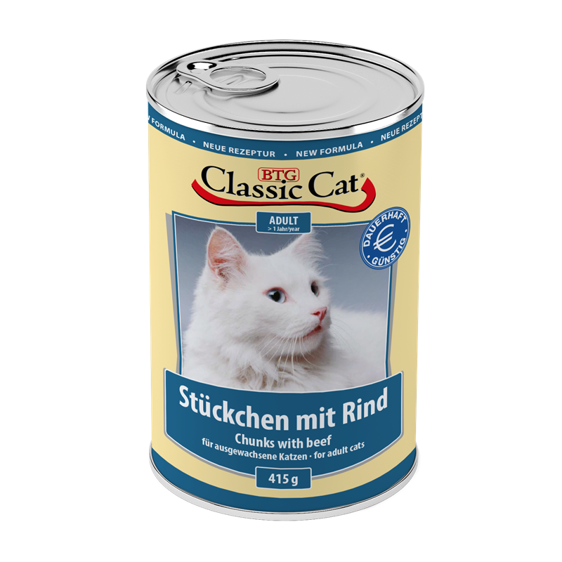 Classic Cat Stückchen mit Rind 415gD-Alleinfuttermittel-Fresspack.de