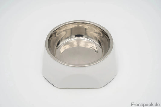 Haustiernapf Edelstahl rutschfest weiß-Napf Hund-Fresspack.de