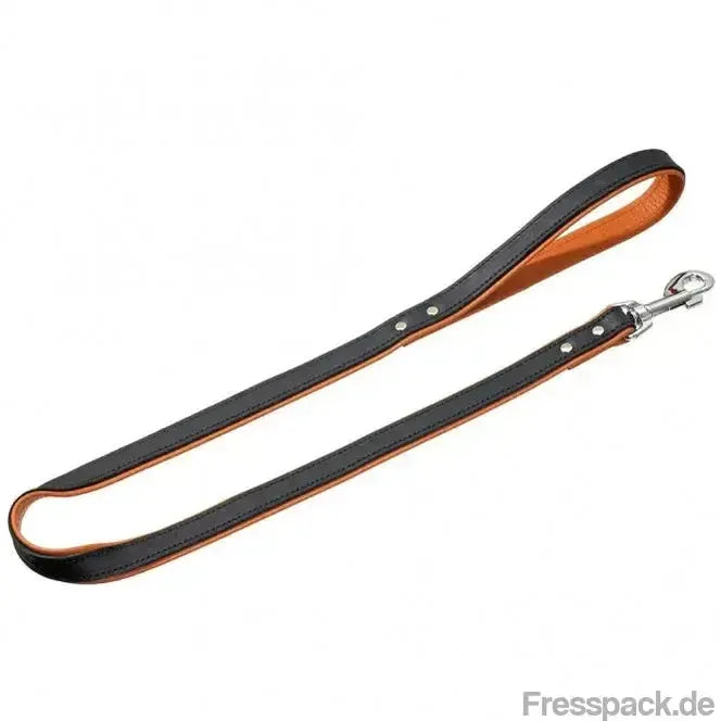 Karlie Rodeo Leine genietet, 16mm 100cm - schwarz/cognac-Lederleinen-Fresspack.de