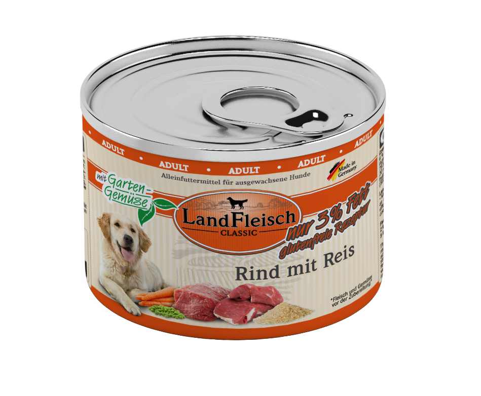 LandFleisch Dog Classic Rind mit Reis 195gD-Alleinfuttermittel-Fresspack.de