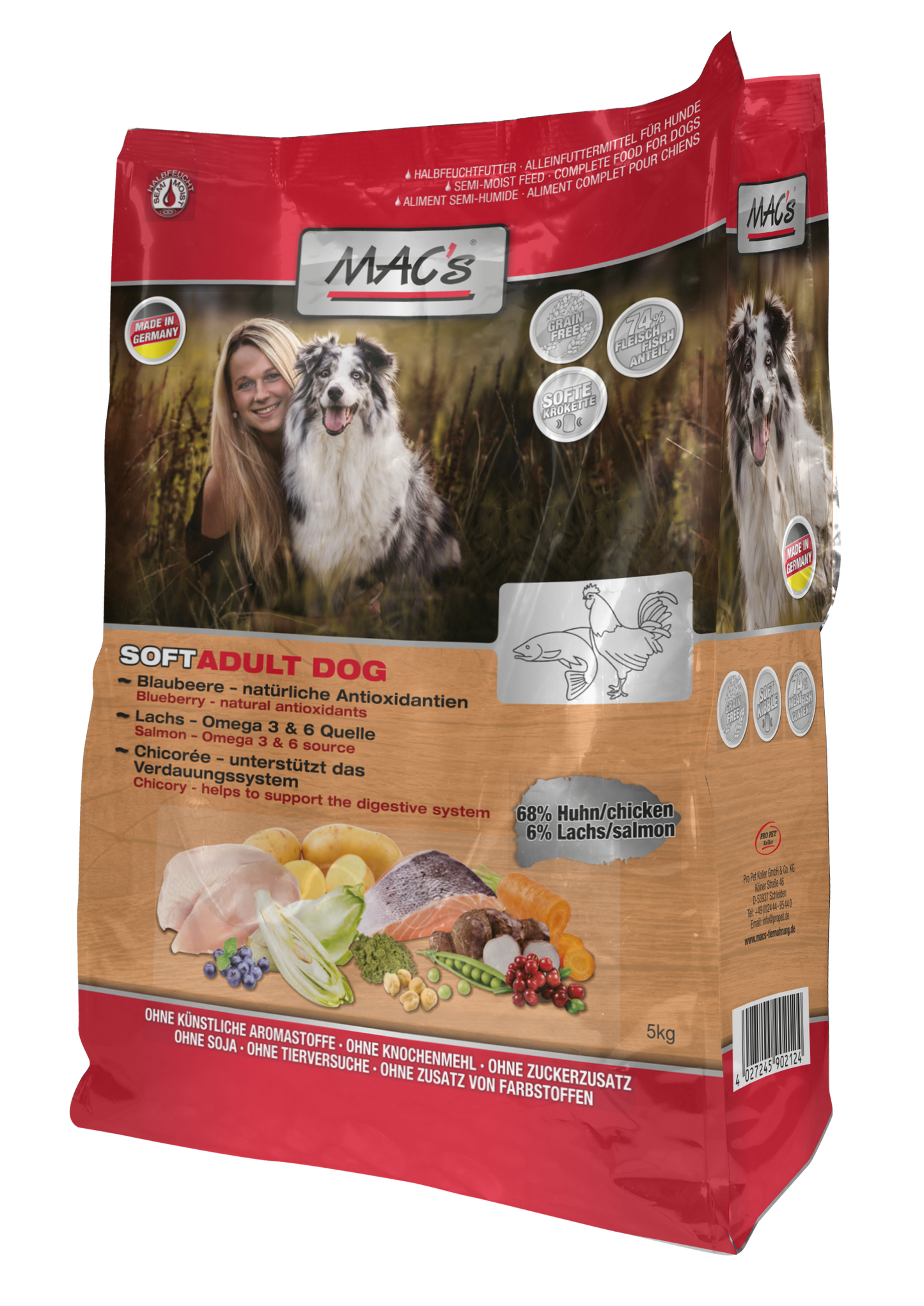 MAC's DOG Soft Huhn & Lachs 1,5kg-Alleinfuttermittel-Fresspack.de