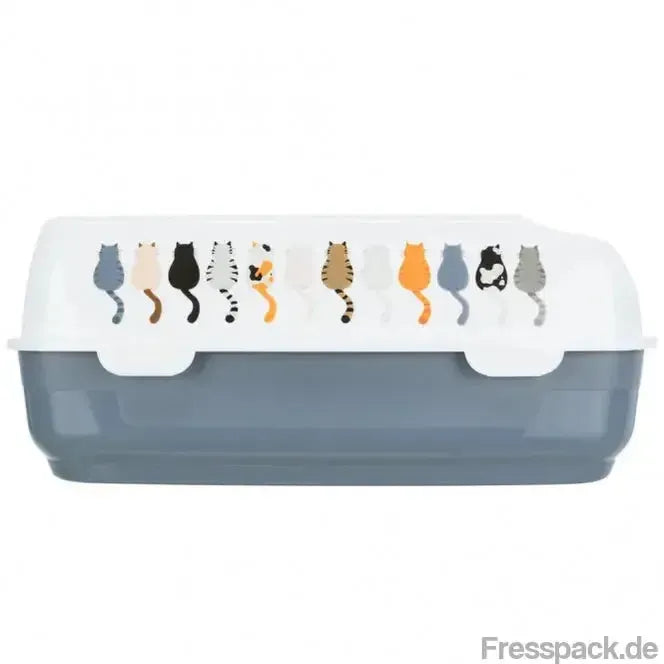 Trixie Katzentoilette Delio mit Motiv - grau/weiß-Katzentoiletten-Fresspack.de