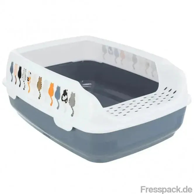 Trixie Katzentoilette Delio mit Motiv - grau/weiß-Katzentoiletten-Fresspack.de
